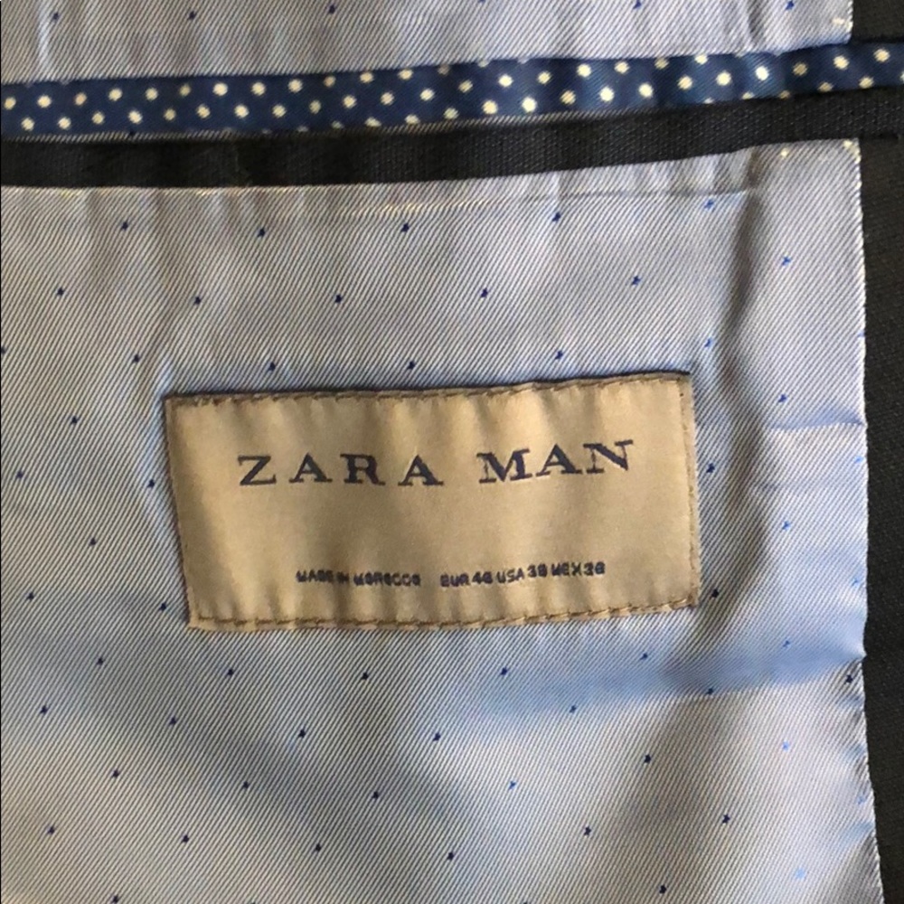 Zara Navy Blue Fitted Suit - Jacket and Pants - Picture 4 of 6